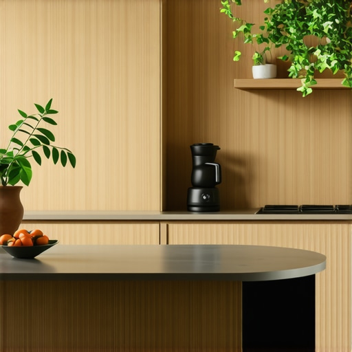 Contemporary kitchen with handleless cabinets and smart technology