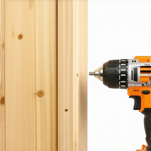 A cordless drill with a textured grip laying on a woodworking project, emphasizing professional-grade tools for sustained durability.