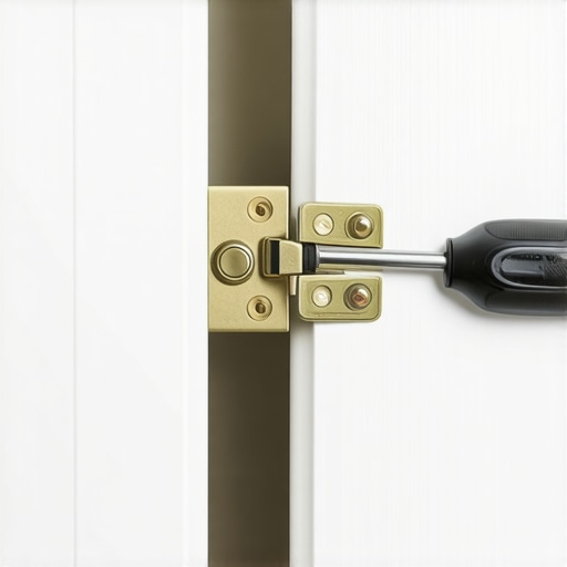 Adjusting Kitchen Cabinet Hinge for Longevity Person fine-tuning a kitchen cabinet hinge with a screwdriver, illustrating maintenance best practices.