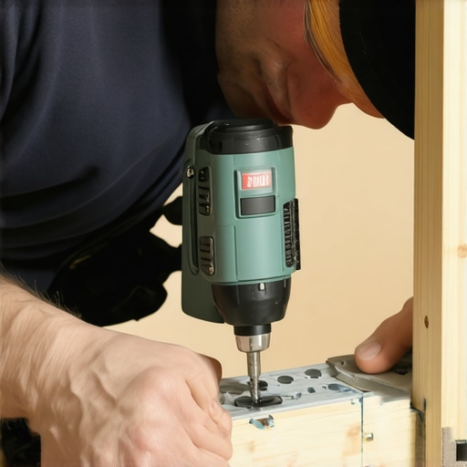 Close-up of a drill inserting an anchor into a metal stud wall for secure mounting