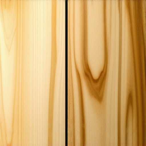 A close-up of sealed plywood showing grain and edge finishing, emphasizing quality material selection for cabinets.
