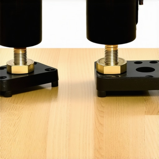 A person adjusting the leveling feet of a kitchen cabinet to ensure it sits perfectly level.