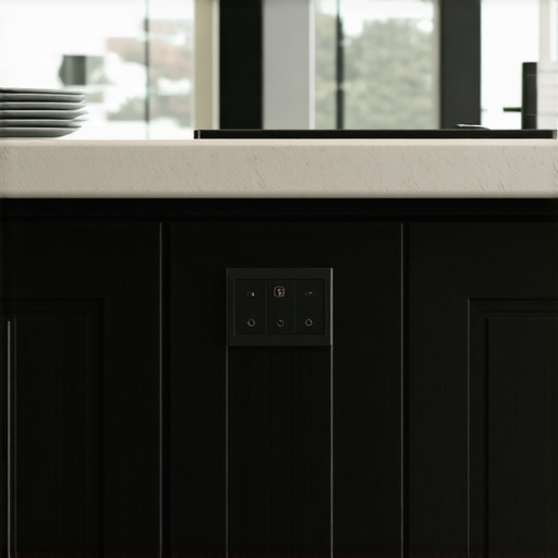 A seamless custom-built enclosure for a kitchen island outlet blending with cabinetry