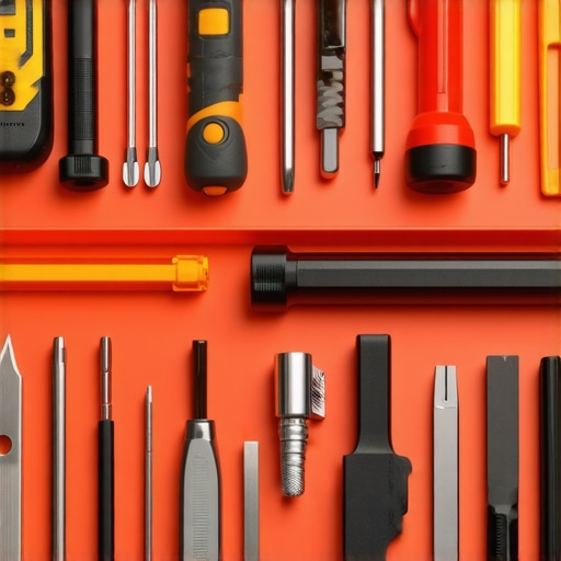 A well-organized toolbox containing tools like screwdrivers, a cordless drill, and a laser level suitable for cabinet maintenance.