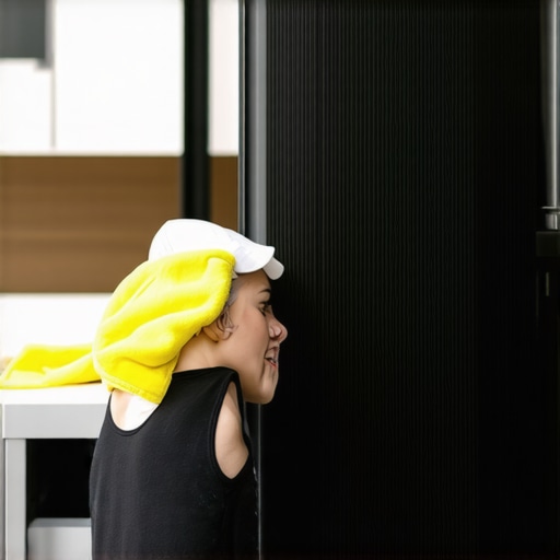 Person wiping kitchen cabinets with microfiber cloth and mild cleaner