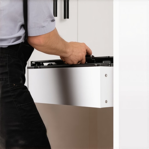 Close-up of a person attaching reinforced drawer slides into a kitchen cabinet for stability.