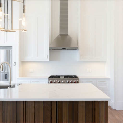 Modern kitchen showcasing crown molding and custom cabinets enhancing space perception