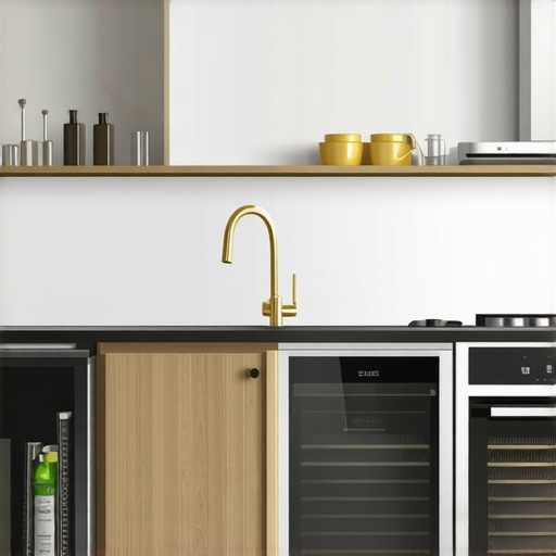 A sleek kitchen showcasing custom cabinets and innovative storage solutions