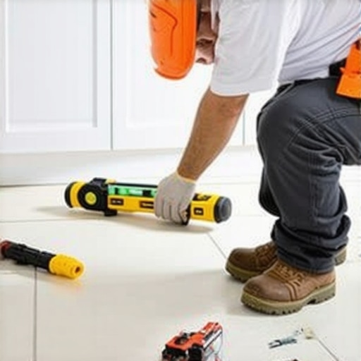 The Secret to Leveling Base Cabinets on a Sloped Tile Floor