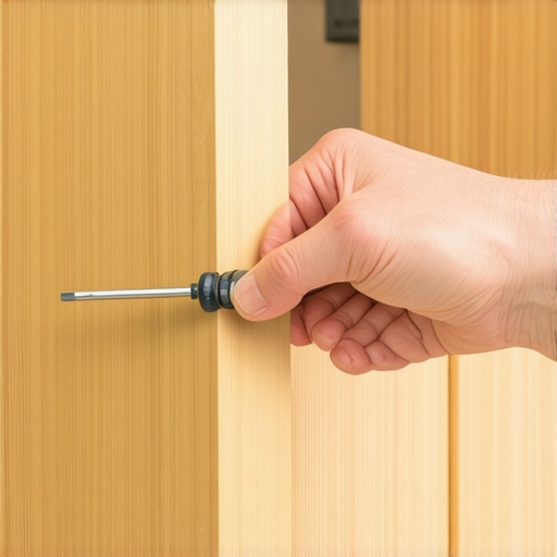 Close-up of a person maintaining custom cabinet hinges for perfect alignment.
