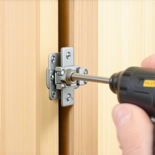 Adjusting European Cabinet Hinges for Longevity Close up of a person adjusting a metal European cabinet hinge on light wood custom cabinetry.