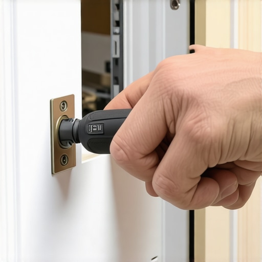 A person adjusting a high-end cabinet hinge for perfect alignment.