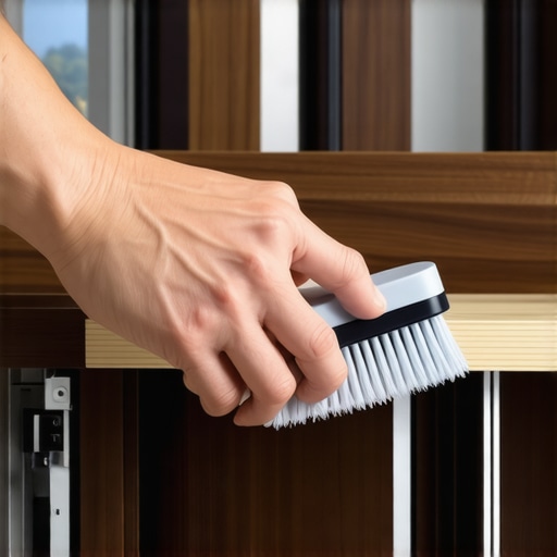 Close-up of maintenance being performed on high-end cabinet drawer slides to remove dust.