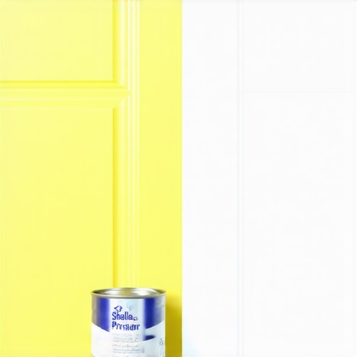 A side-by-side view of a yellowed wooden cabinet door and a door coated in white shellac primer.