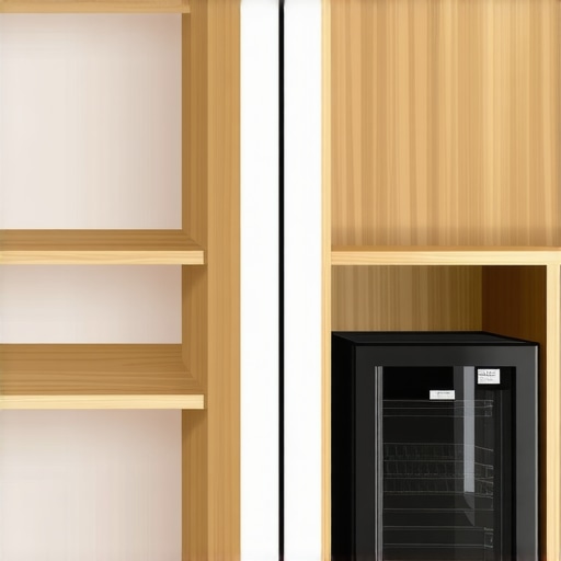 A visual guide showing why plywood is superior for long kitchen shelving spans to prevent sagging.