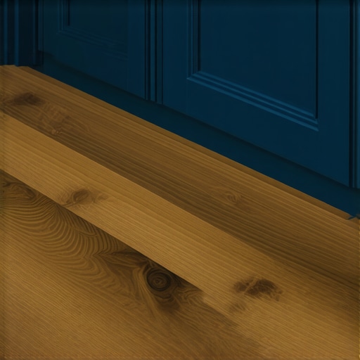 Buckled luxury vinyl plank flooring next to a custom kitchen cabinet base.