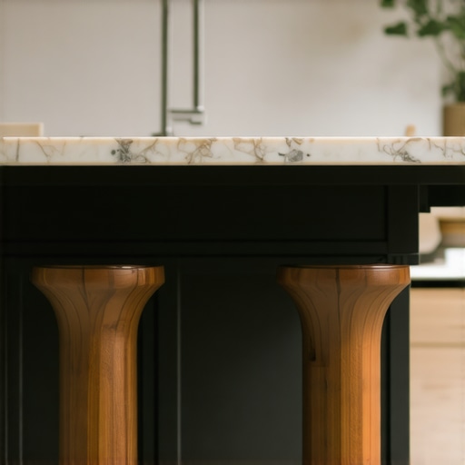 Kitchen island with furniture style legs and structural support