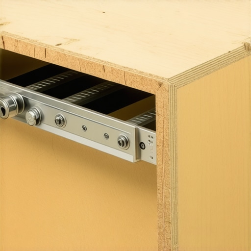 Close-up of professional drawer slides being mounted to a custom plywood cabinet box.