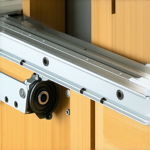 Heavy Duty Drawer Hardware Detail Close-up of a professional grade soft-close drawer slide mechanism for custom cabinetry.