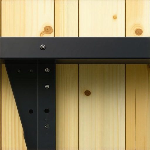 Professional steel bracket installation for floating shelves in a kitchen remodel.