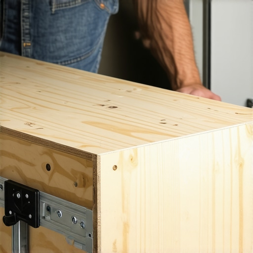 Heavy-duty drawer slide installation A professional installing a bottom-mount slide on a custom wide drawer for a kitchen remodel.