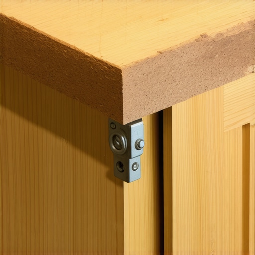 Hidden Steel Countertop Support Installation Detailed view of a steel bracket recessed into a kitchen cabinet for granite overhang support