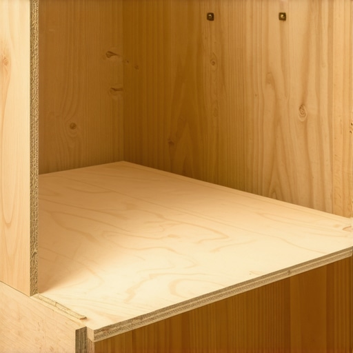 Close-up of reinforced plywood cabinet box for kitchen island sinks