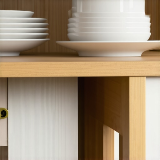 Close-up of laminated plywood layers in a custom kitchen cabinet shelf