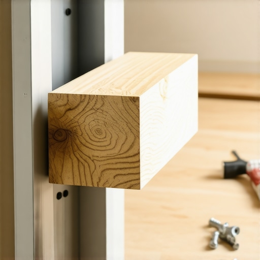 Wood blocking being sistered into metal studs for vanity support
