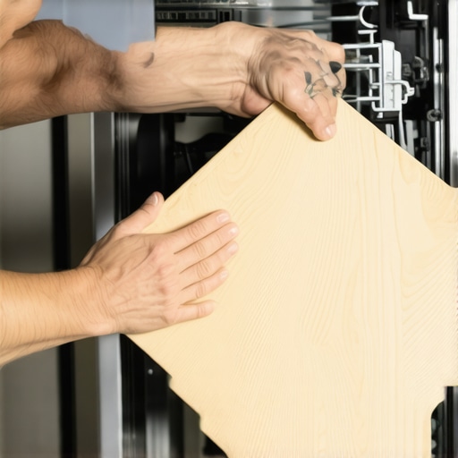 Installing a Custom Dishwasher Panel Close up of installing a custom wood panel on a dishwasher