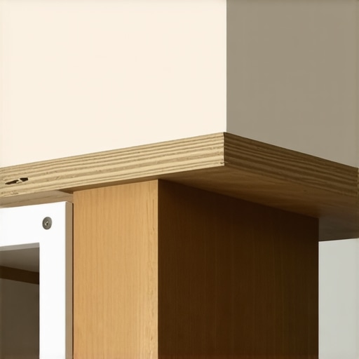 Installing a plywood nailer for crown molding High-angle shot of a plywood cleat installation on top of a cabinet