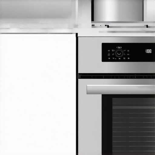 Close-up of a metal heat shield strip mounted to a cabinet stile to protect the finish from oven heat.