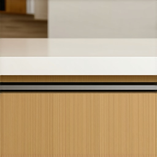 Integrated C-Channel Finger Pull Detail Close-up of a handleless kitchen cabinet with a C-channel profile for easy opening