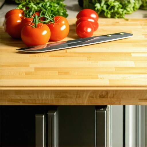 Integrated Hardwood Pull-out Cutting Board A high-quality maple wood pull-out cutting board integrated into a custom kitchen base cabinet for extra prep space.