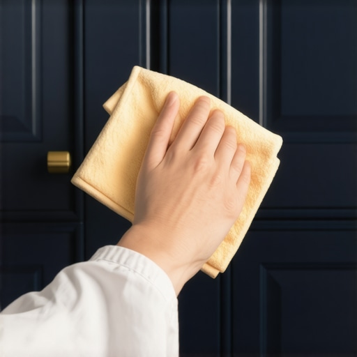 Maintaining custom cabinet finishes Cleaning custom kitchen cabinets with a microfiber cloth