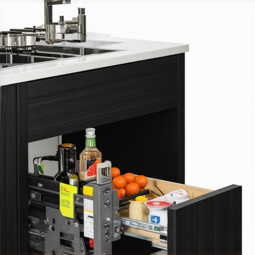 Modern LeMans Pull-Out for Corner Cabinets Close up of a LeMans pull-out storage system in a custom kitchen cabinet corner.