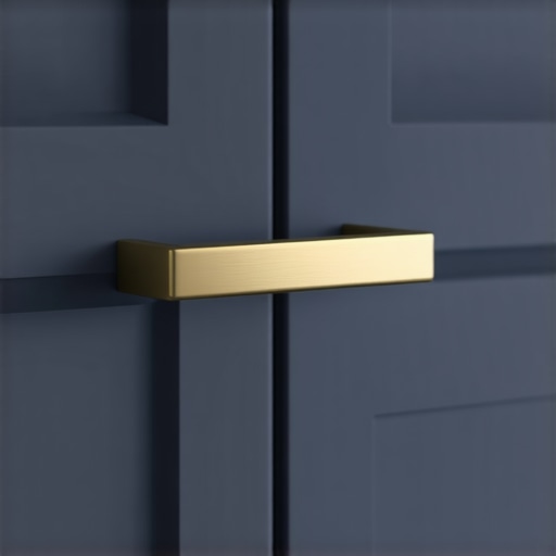 Smooth brushed brass D-shaped pull on a kitchen drawer