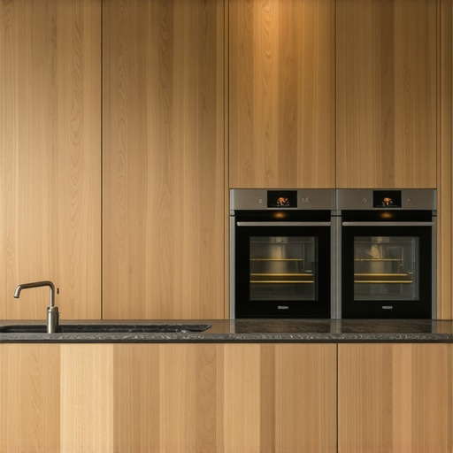 A modern kitchen layout showcasing the balance between custom storage cabinets and essential countertop landing zones.