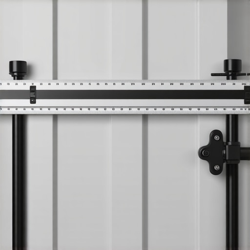 Close-up of a professional cabinet hardware jig on a custom door