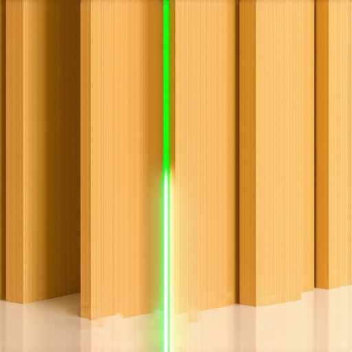 Professional laser level used to align custom kitchen cabinets