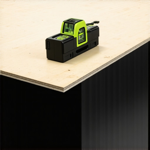 Leveling a reinforced plywood platform inside a custom kitchen cabinet.