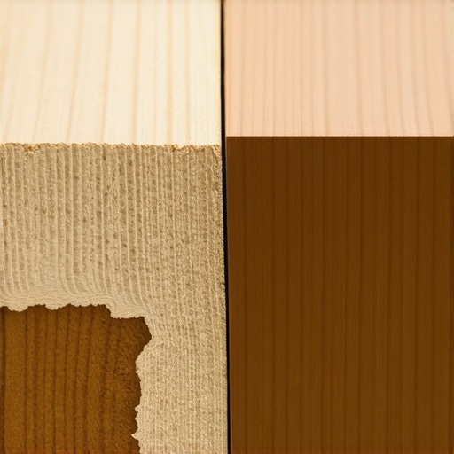 Close up comparison of cabinet construction materials highlighting the layers of quality plywood.