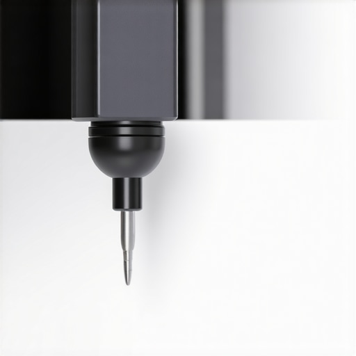 A metal drill jig used for precision cabinet hardware installation