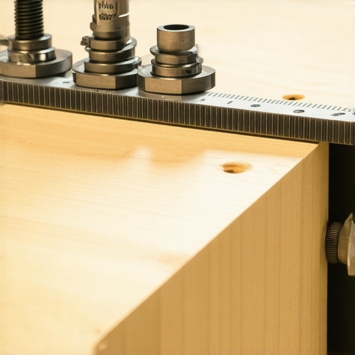 Close-up of a cabinet hardware jig used to ensure perfectly aligned drawer pulls and handles.