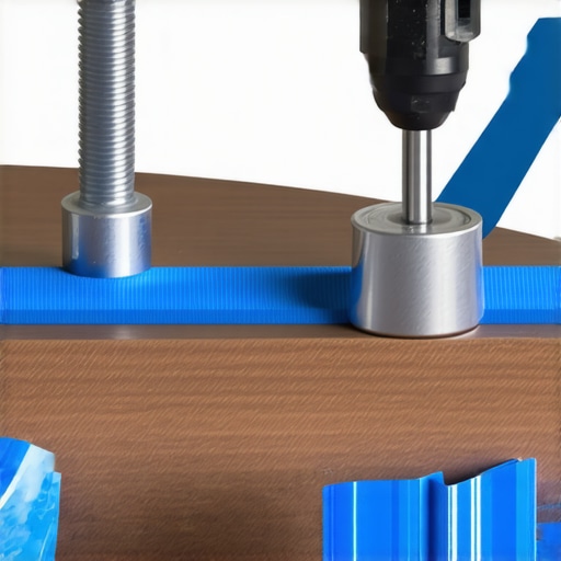 Close up of a professional drill guide used on a custom cabinet drawer face