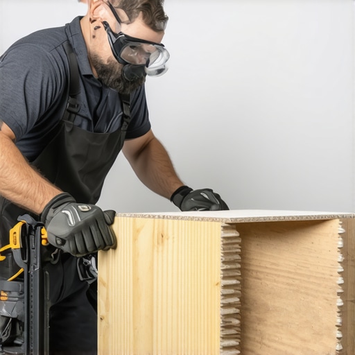 A close-up of cabinet base installation showing why flooring should not be trapped under heavy cabinetry.