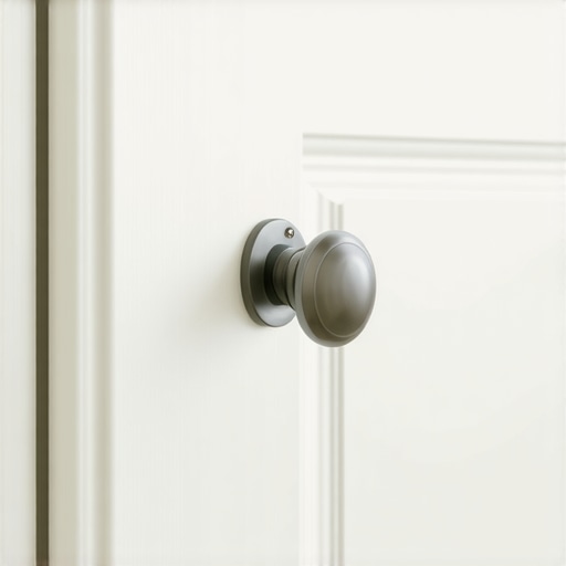 Close-up of cabinet hardware installation showing a protective washer