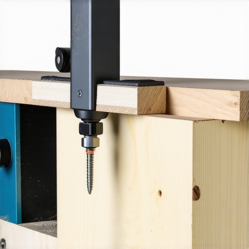 Carpenter using pocket hole joinery for bathroom vanity construction
