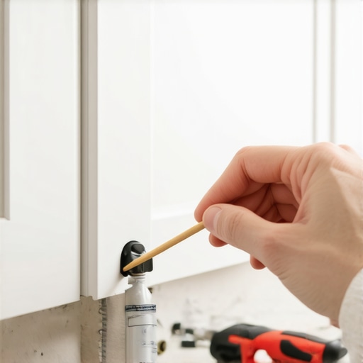 Repairing a spinning cabinet knob with a toothpick A step-by-step repair of a loose cabinet knob using a toothpick and glue.