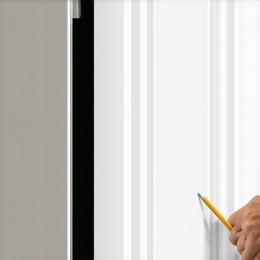 Scribing a cabinet filler strip for a perfect fit Close-up of a DIYer scribing a wooden strip to close the gap between a fridge and kitchen cabinets